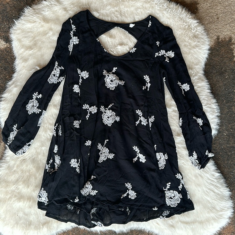 Free people flower embroidered dress